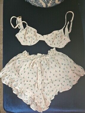 Montce Floral Ruffle Shorts & Bikini Top Set